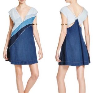 FREE PEOPLE  PATCHWORK DENIM DRESS